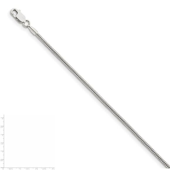 1.75mm Sterling Silver, Round Solid Snake Chain Necklace, 20 Inch - Picture 5 of 8